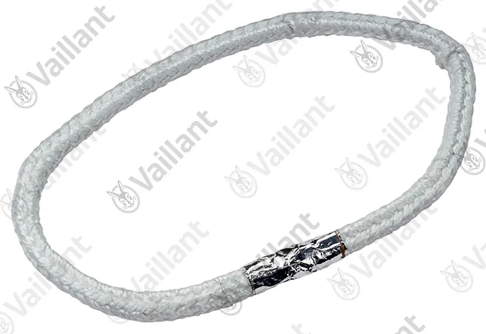 Dichtschnur von Vaillant, hergestellt aus geflochtenem Material mit einer metallischen Verbindungsstelle, verwendet in der Heiztechnik, insbesondere für Wärmetauscher.